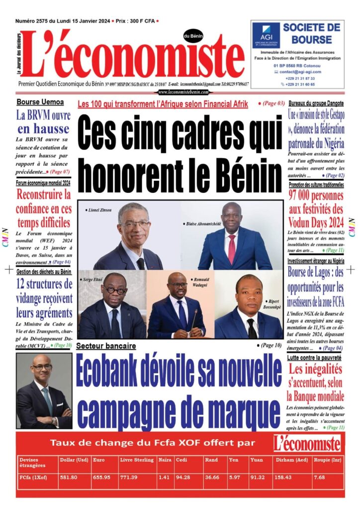 "L'Economiste" Highlights the Exceptional Leadership of Mr. Blaise AHOUANTCHEDE, President of AFRIK CREANCES