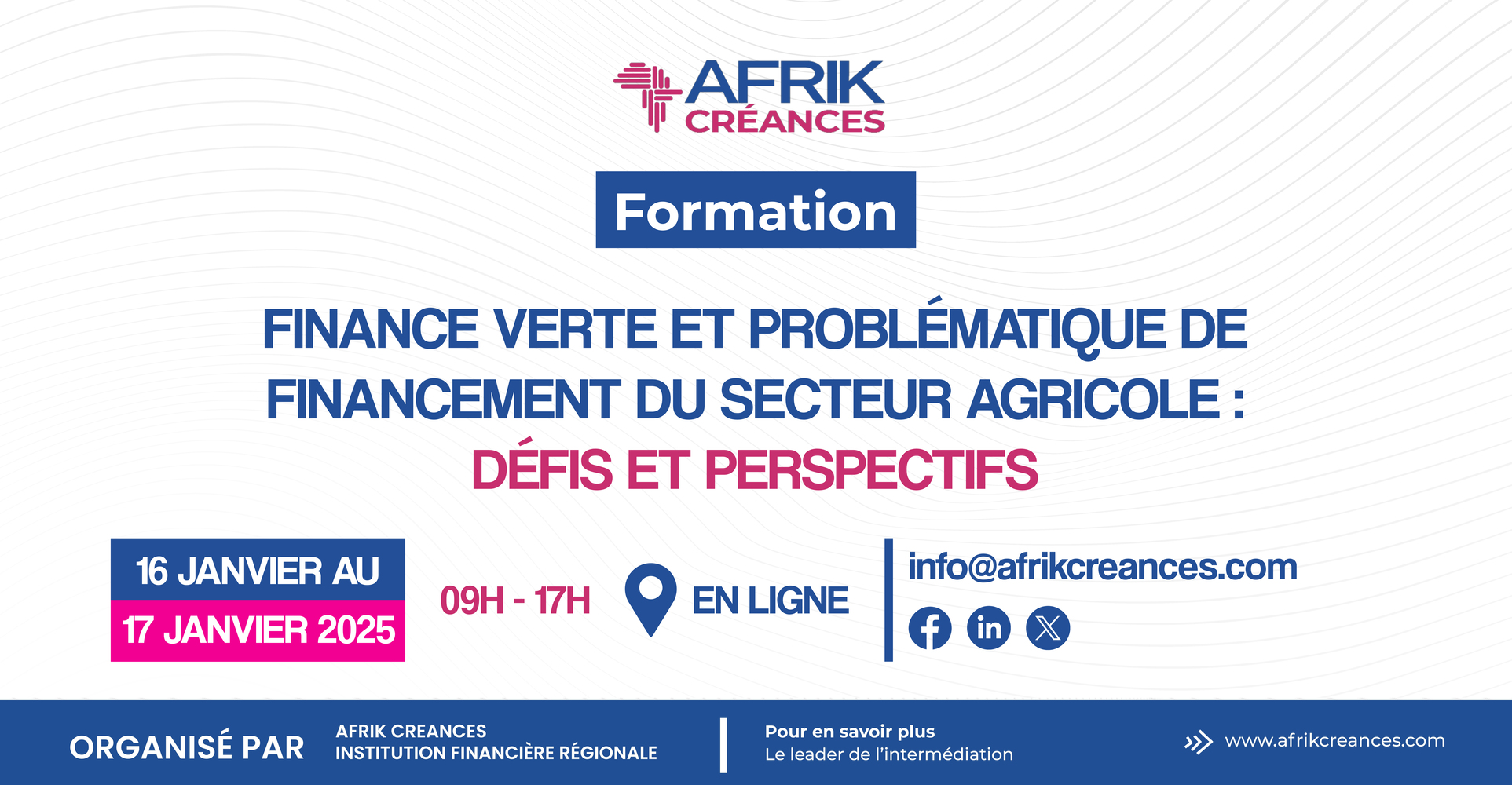 Visuel de formation Finance verte et problématique de Financement du Secteur Agricole : Défis et Perspectifs